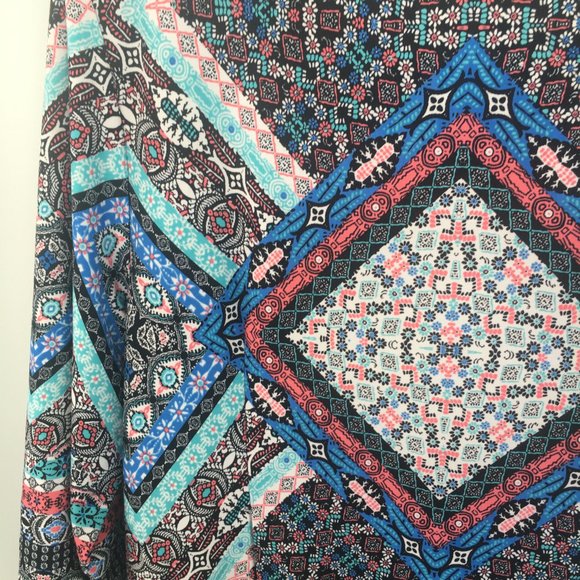 Women Dress Knit Sz 16 Be by Chetta Black Multi Print Half Sleeve Midi Colorful - Picture 3 of 8